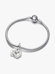 Pearlescent White Heart Double Dangle Charm
