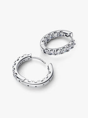 Sparkling Row Eternity Hoop Earrings