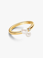 Duo Treated Freshwater Cultured Pearls Ring