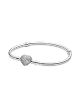 Moments Sparkling Heart & Snake Chain Bracelet