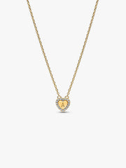 Engravable Heart Halo Collier Necklace