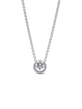 Sparkling Round Halo Pendant Collier Necklace