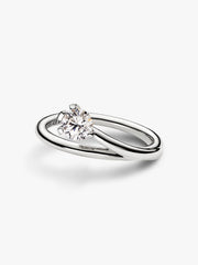 FINAL SALE - Pandora Nova 14k White Gold Lab-grown Diamond Asymmetric Ring