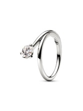 FINAL SALE - Pandora Nova 14k White Gold Lab-grown Diamond Asymmetric Ring