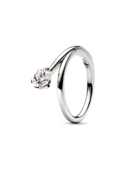 FINAL SALE - Pandora Nova 14k White Gold Lab-grown Diamond Asymmetric Ring