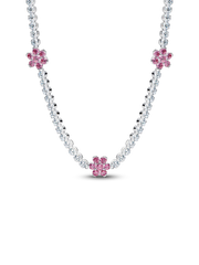 Pink Flower Tennis Necklace