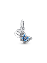 Blue Butterfly & Quote Double Dangle Charm