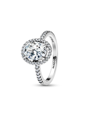 Oval Sparkling Halo Statement Ring