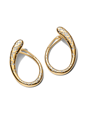 Organically Shaped Stone-Set Hinged Hoop Earrings