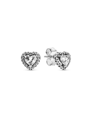 Sparkling Elevated Heart Stud Earrings