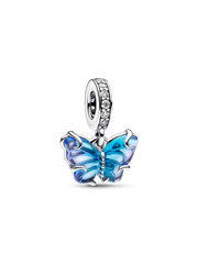 Pink & Yellow Murano Glass Butterfly Dangle Charm