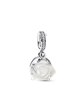 White Rose in Bloom Double Dangle Charm