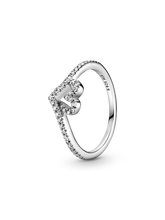 Sparkling Wishbone Heart Ring