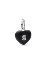 FINAL SALE - Matte Black Ceramic Heart Padlock Dangle Charm