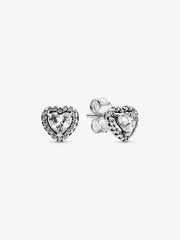 Sparkling Elevated Heart Stud Earrings