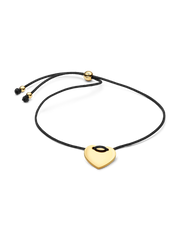 Engravable Heart Black Cord Slider Bracelet