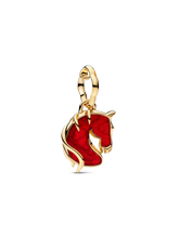 Red Fire Horse Murano Glass Dangle Charm