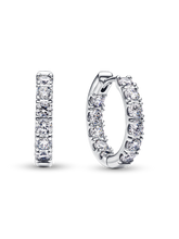 Sparkling Row Eternity Hoop Earrings