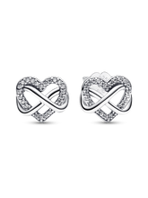 Sparkling Infinity Heart Stud Earrings
