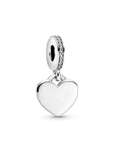 Engravable Heart Pink Stone Dangle Charm