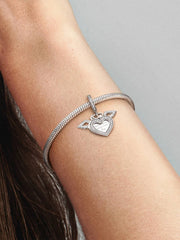 Heart and Angel Wings Dangle Charm