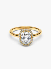 Oval Sparkling Halo Statement Ring