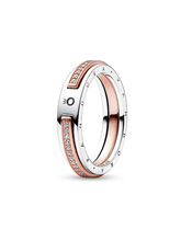 Pandora Signature Two-tone Logo & Pavé Ring