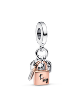 Two-tone Key, Padlock & Heart Triple Dangle Charm