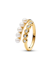 Treated Freshwater Cultured Pearls & Stones Open Ring
