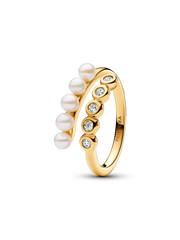 Treated Freshwater Cultured Pearls & Stones Open Ring