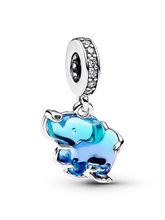 Blue Murano Glass Elephant Dangle Charm