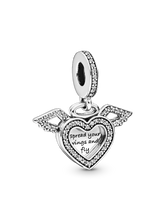Heart and Angel Wings Dangle Charm