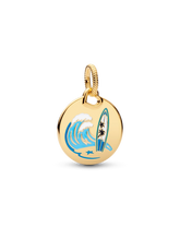 Surfing Round Tag Dangle Charm