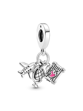 Airplane, Globe & Suitcase Dangle Charm