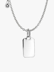 Engravable Rectangle Tag Pendant Necklace Set