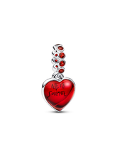 Red Murano Glass Heart Double Dangle Charm