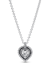 Sparkling Heart Halo Pendant Necklace