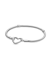 Pandora Moments Heart Closure Snake Chain Bracelet