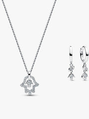 Hamsa Necklace and Earrings Set