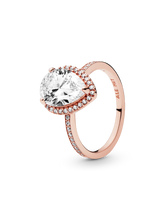 Sparkling Teardrop Halo Ring