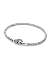 Pavé Clasp Foxtail Chain Charm Bracelet
