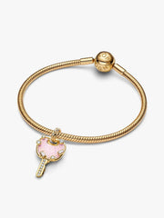 Opalescent Pink Love Key Large Dangle Charm