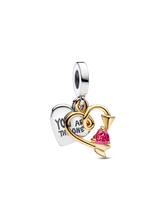 Engravable Heart & Arrow Double Dangle Charm