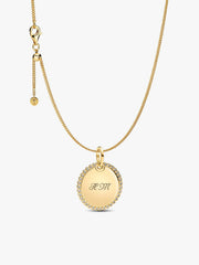 Engravable Sparkling Round Tag Pendant Necklace
