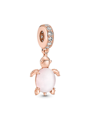 Murano Glass Pink Sea Turtle Dangle Charm