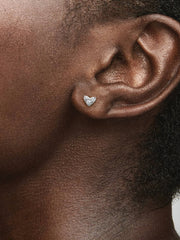 Triple Stone Pink Heart Stud Earrings