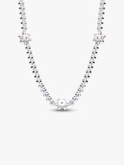 Pink Flower Tennis Necklace