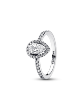 Sparkling Pear Halo Ring