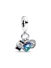 Camera, Heart & Compass Triple Dangle Charm