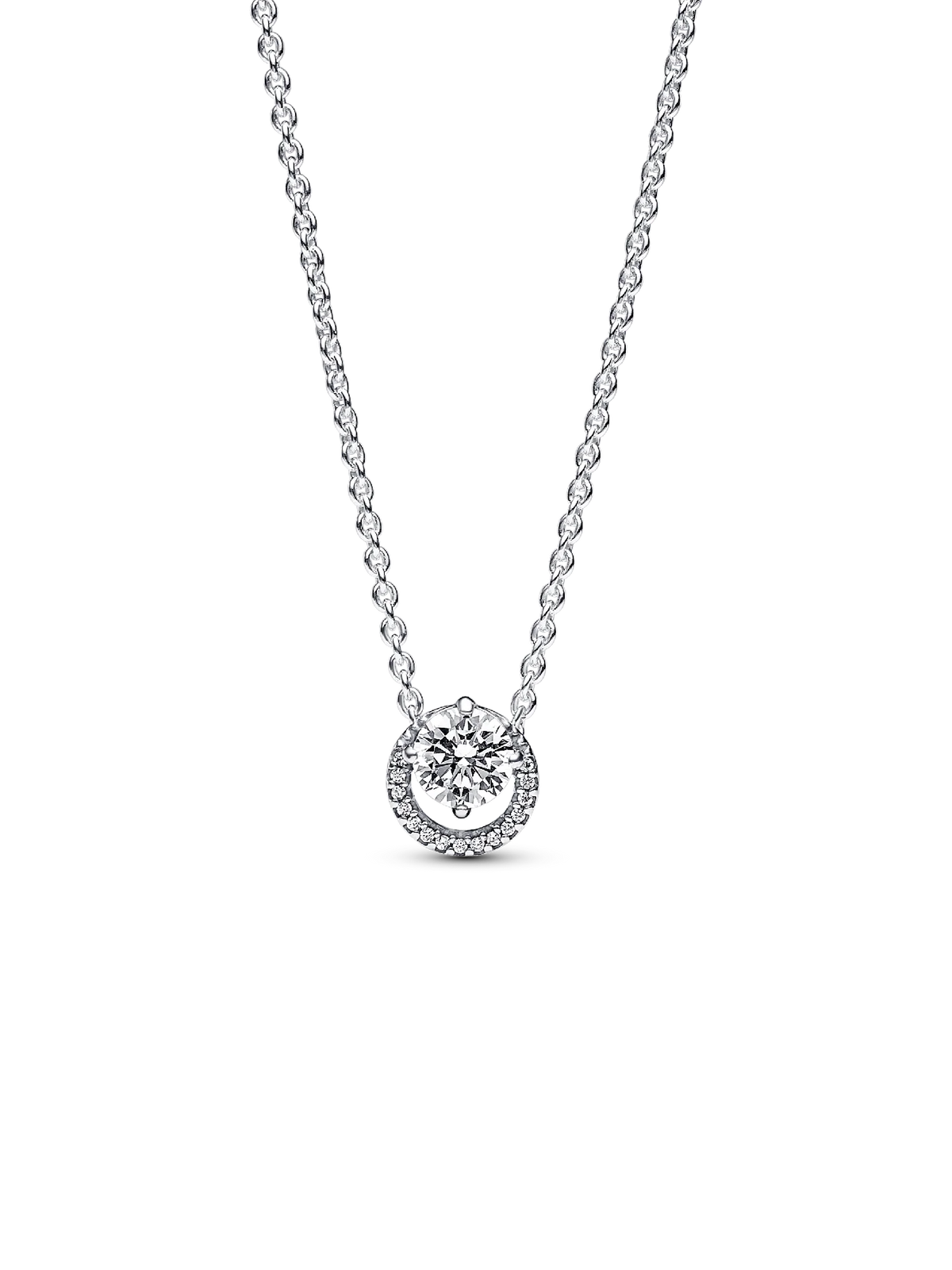 Sparkling Round Halo Pendant Collier Necklace